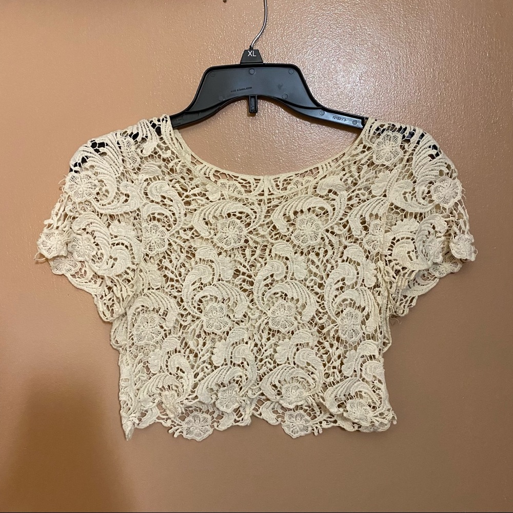 Off White Lace Crochet Top
